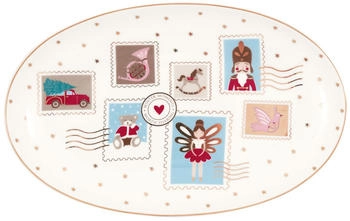 Greengate Xmas letter Servierplatte oval small white 15x24cm