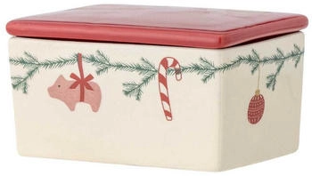 Bloomingville Yule Butterdose 12,5x7 cm Weiß-rot