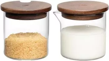 Leonardo Milch- und Zucker-Set Novo Legno 4tlg. Glas Braun