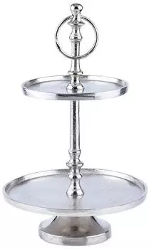 Marrakesch Orient & Mediterran Interior Annika Etagere 2 Etagen, Aluminium, rund, 34cm (di-2226-kl)