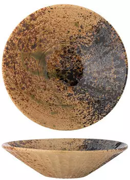 Bloomingville Servierplatte Steingut Schwarz Larken Unikat-Design Black