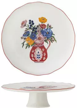Bloomingville Tortenplatte Dorothy Rose Steingut Vintage-Look Rose