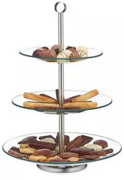 Relaxdays Etagere 3 Etagen Glas Edelstahl (10029757_0)