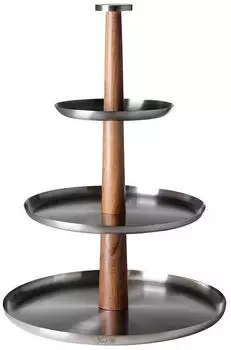 Fink ROMA Etagere 3-st&ouml;ckig Edelstahl & Akazienholz, &Oslash;30.5cm x 42.5cm (155496)