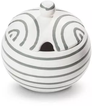 Gmundner Graugeflammt Zuckerdose glatt mit Ausschnitt d: 10 cm / h: 11 cm