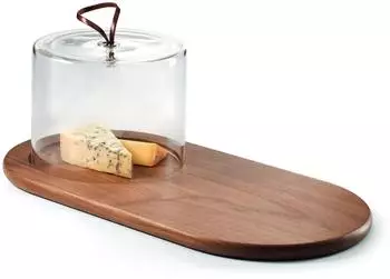 Philippi Walnut K&auml;sebrett aus Walnussholz mit Glasglocke