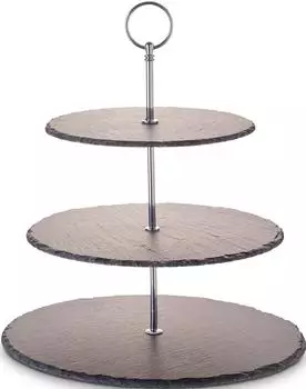 Echtwerk Etagere 3-st&ouml;ckig Naturschiefer Metall (EW-ET-1780)