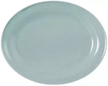 Seltmann Weiden Beat Color Glaze Servierplatte oval, 35 x 28 cm, Platte/Servierteller mit Rillenrelief, Arktisblau