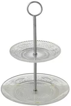 Boltze Etagere Relief 2 Ebenen, Glas, klar, H 28cm &Oslash; 20cm (7504900)