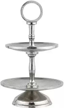 Marrakesch Orient & Mediterran Interior Etagere Annika 2 Etagen, Aluminium, silber (di-2640)