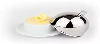 APS Butterservierer Porzellan/Edelstahl 18/8, Ø 9cm, 0,06L (15921)