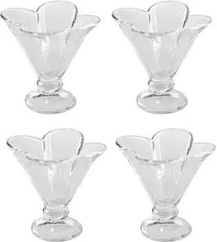 Intirilife Eisschalen 4er-Set, Glas, 150ml, mit Standfu&szlig; (IL-100873)