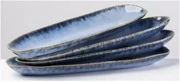 Gipfelst&uuml;ck Wilde Schlucht Servierplatten-Set, Steinzeug, blau, 4-teilig, 34x11cm (935158)