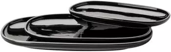 M&auml;ser Isora Servierplatten-Set, Keramik, schwarz, 3-teilig, oval (934044)