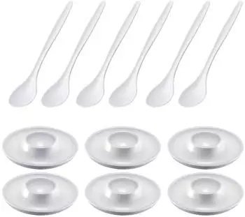 Westmark Punto Eierbecher-Set rund, weiß, 6 Becher + 6 Löffel (206222E6)