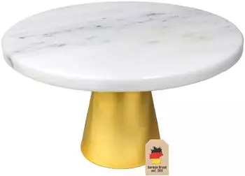 Intirilife Tortenst&auml;nder Marmor mit goldenem Fu&szlig;, 20x11,3cm (IL-100957)