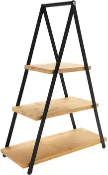 Spetebo Etagere XXL 3-stufig, Bambus/Metall, schwarz, 53x36cm (3334)