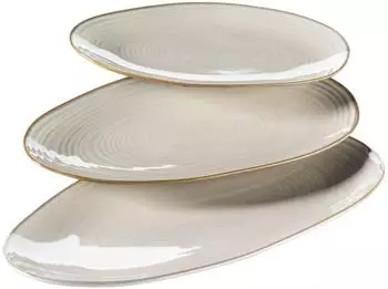 M&auml;ser Nottingham Servierplatten-Set 3-teilig, Steinzeug, beige (931372)