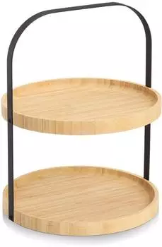 Zeller Etagere 2-stufig mit Tragegriff, Bambus/Metall, schwarz (25398)
