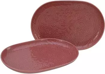 CreaTable Orient Mandala Servierplatten-Set 2-tlg., rot, Porzellan (21631)