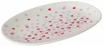 Boltze Sherine Servierplatte oval, Dolomit, weiß mit Herzen (2054423)