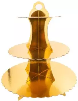 Intirilife Tortenst&auml;nder Etagere Pappe, gold (IL-100796)
