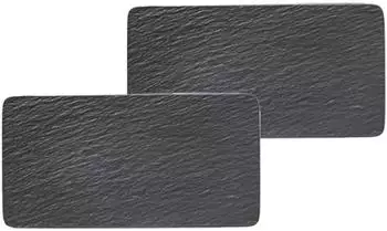 Villeroy & Boch Manufacture Rock Servierplatten-Set 2-teilig, rechteckig, schwarz, Porzellan (95097961-0)
