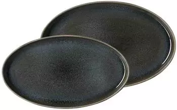 Ritzenhoff & Breker Eda Servierplattenset, Steingut, grau, 2-teilig