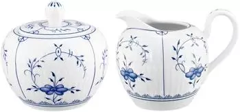 Seltmann Weiden Amina Milch- & Zucker-Set 2-teilig, Porzellan, blau-weiß (Strohblume)