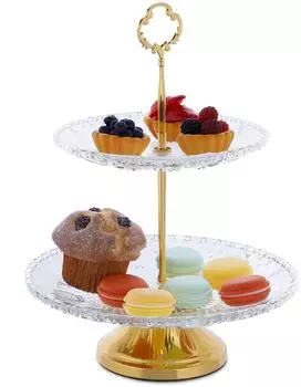 Relaxdays Etagere 2 Etagen, Glas