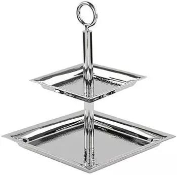 Fink Nagano Etagere 2-stöckig, gehämmerter Edelstahl, silber (155137)
