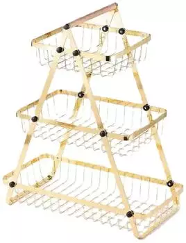 Cheffinger 3-st&ouml;ckige Etagere mit Griff, Metall, gold (CF-DR07)