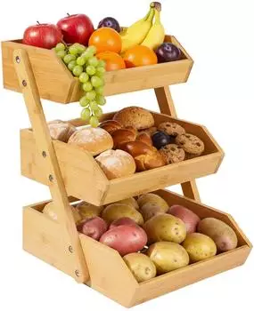 Relaxdays Obst-Etagere 3 Etagen, Bambus (10051708)