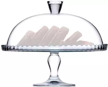 Pasabahce Patisserie-Etagere mit Kuppelfuß und Deckel, Glas, 32x32x26cm (95200)