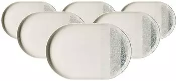 Ritzenhoff & Breker Trio Servierplatte 30x20cm, Steinzeug, grau, 6er-Set