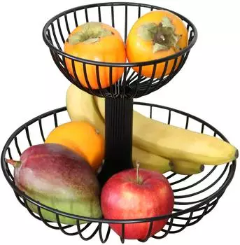 bremermann Obst-Etagere Drahtkorb, rund, schwarz matt, &Oslash; 18/30cm, H 23cm