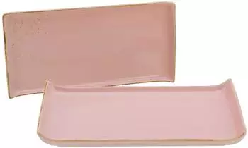 CreaTable Nature Collection Rose BBQ-Platte, Steinzeug, 2-teilig, 16,5x33cm (33021)