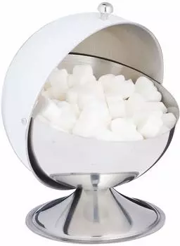 Relaxdays Zuckerdose mit Rolldeckel, Edelstahl, weiß