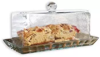 Loberon Nelia Glasglocke mit Platte, mundgeblasen, transparent (15318191)