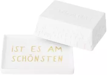 r&auml;der Butterdose &bdquo;Zuhause ist es am Sch&ouml;nsten", Porzellan