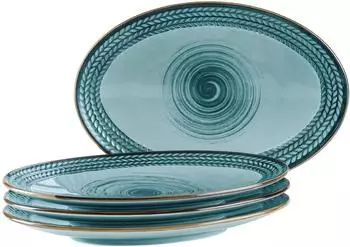 M&auml;ser Prospero Platten-Set, blau, Porzellan, 4-teilig (935017)