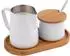APS Miluro Milch- und Zucker-Set, Edelstahl/Bambus, weiß/braun (631)