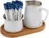 APS Miluro Milch- und Zucker-Set, Edelstahl/Bambus, weiß/braun (631)