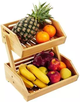 Relaxdays Obst-Etagere Bambus, 29x30x25cm (10051586_347)