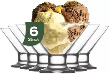 Nordic Schiller Crema Eis- und Dessertbecher, Glas, 165ml, 6er-Set
