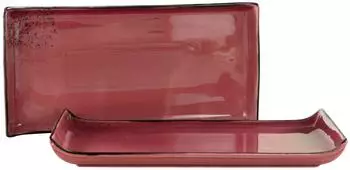 CreaTable Nature Collection BBQ Platte, Steinzeug, dunkelrot, 2-teilig (33023)