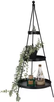 Spetebo Metall-Etagere Pyramide 3-st&ouml;ckig, schwarz, 73x30cm (4143)