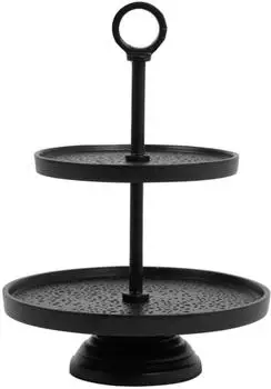 Light & Living Etagere Lutek 2 Schichten, schwarz, rund, Metall (LL-6607112)