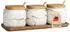 Intirilife Zuckerdose mit Deckel, Löffel & Holztablett, Keramik, 3er-Set (IL-101314)