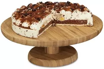 Relaxdays Tortenplatte Bambus Ø 33cm